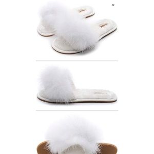 Furry white slippers